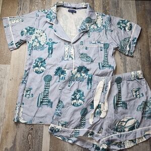 Katie Kime Dallas TX theme Cotton Short Pajamas Small Blue